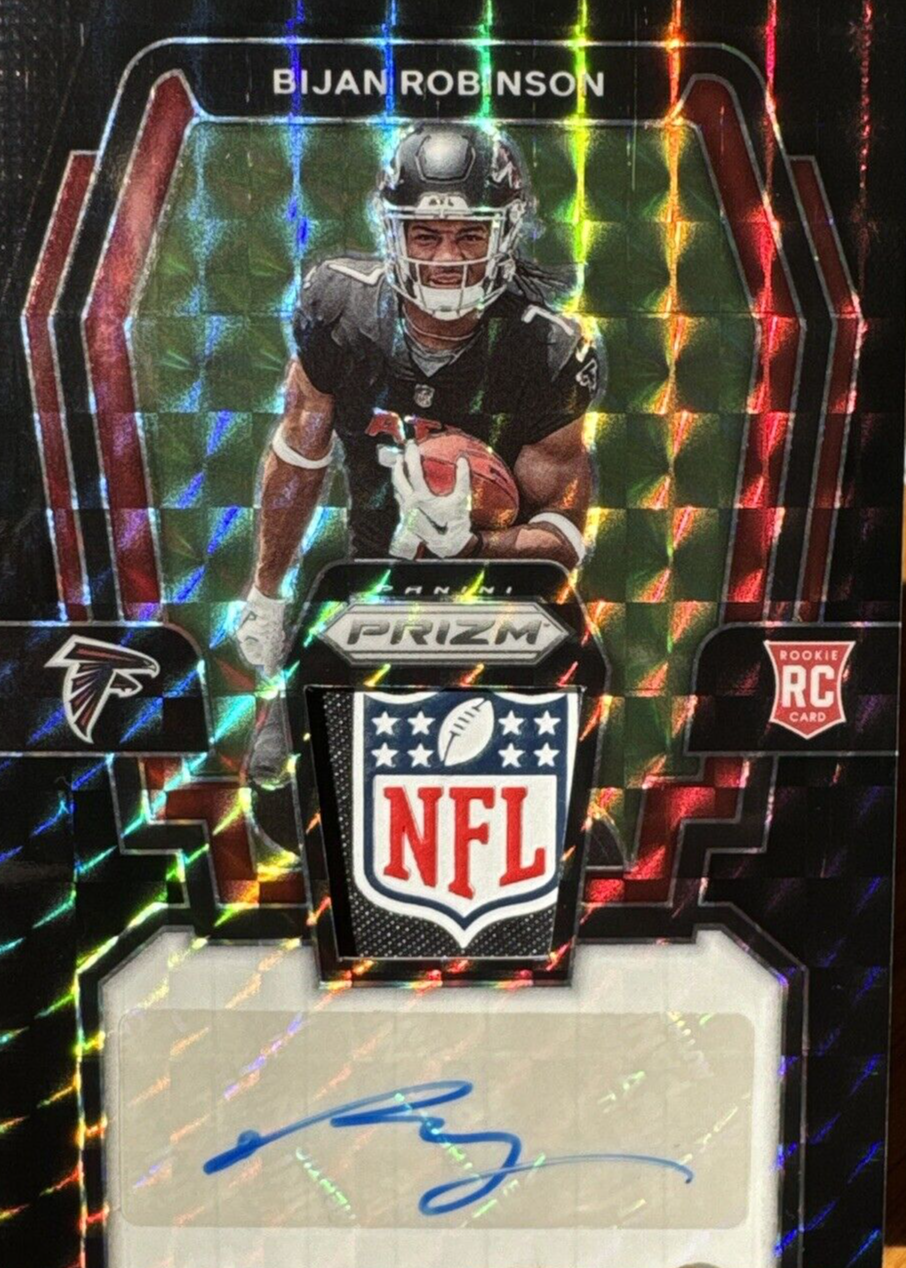 Bijan Robinson 2023 Prizm #RPA-BR Rookie Patch Auto - Black Finite /1 ...