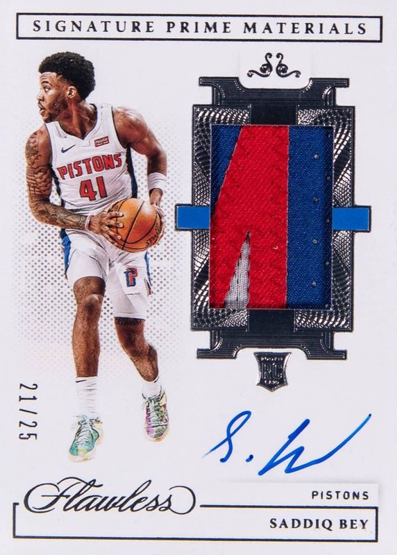 Saddiq Bey 2020 Flawless #SPM-BEY Signature Prime Materials /25 Rookie RAW