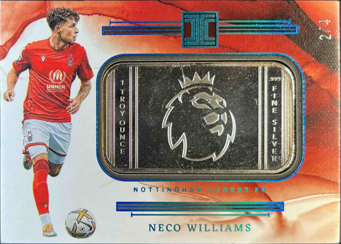 Neco Williams 2022 Impeccable Premier League #64 Premier League Logo Silver FOTL /4 RAW