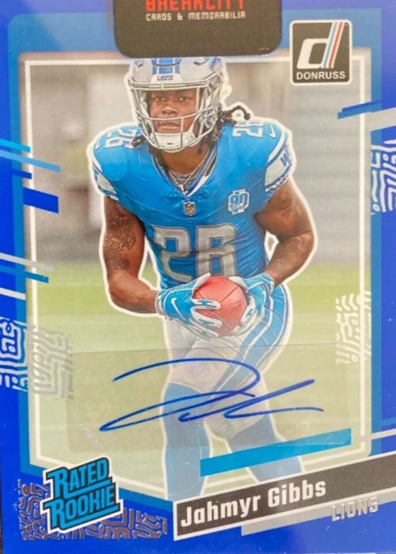 Jahmyr Gibbs 2023 Donruss #331 Rated Rookie Autographs - Blue RAW