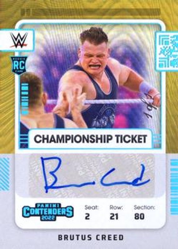 2022 Chronicles WWE #RS-BCR Contenders Rookie Championship Ticket /1