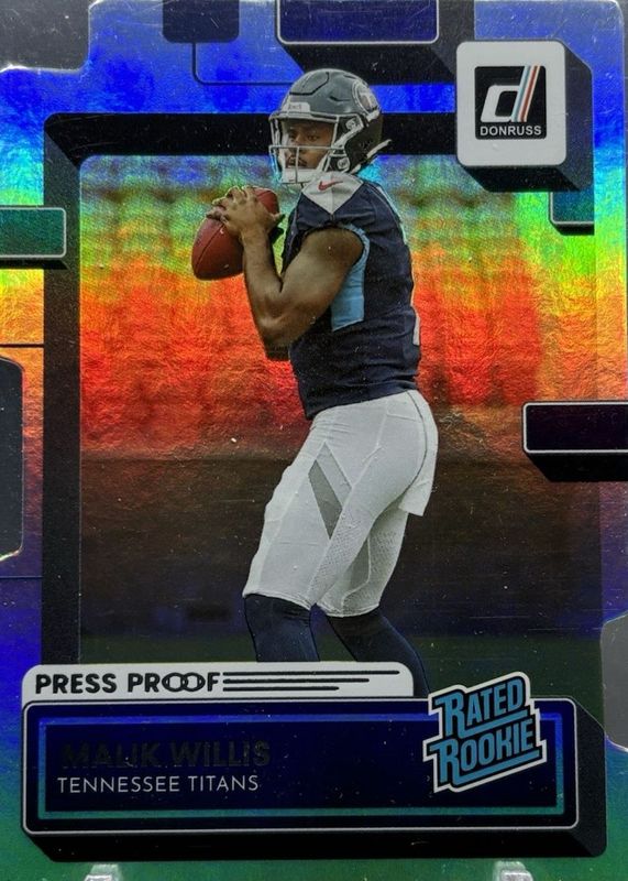 Malik Willis 2022 Donruss #303 Press Proof Silver Die-Cut /75 Rookie RAW