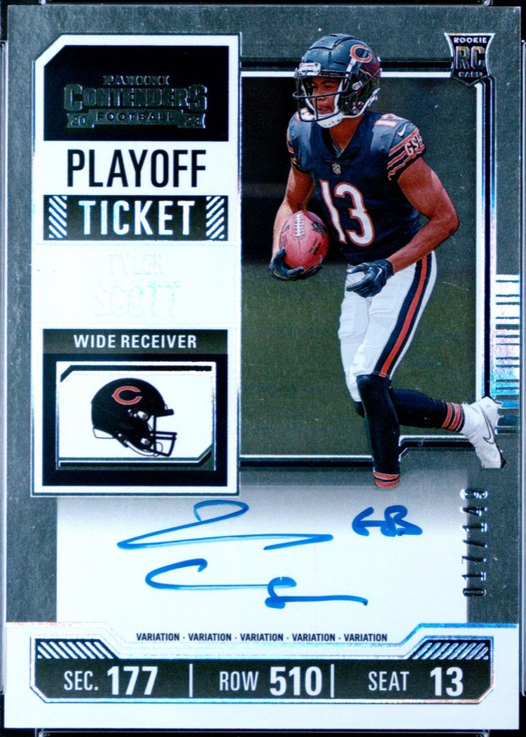 Tyler Scott 2023 Contenders #138 Rookie Ticket Auto Variation - Playoff ...