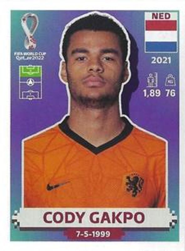 Cody Gakpo 2022 Panini World Cup Stickers #NED19 Base Rookie RAW
