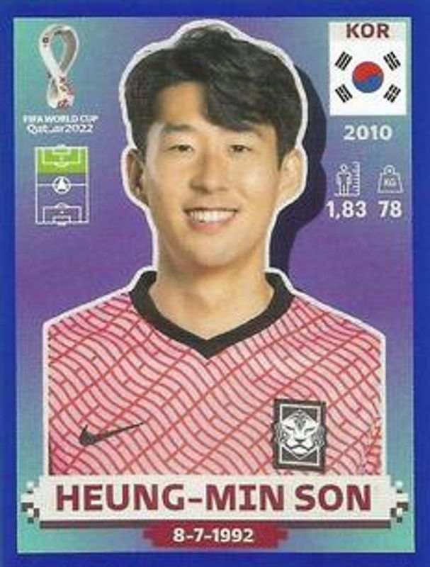 Heung-Min Son 2022 Panini World Cup Stickers #KOR19 Blue (1:2) RAW