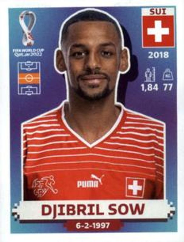 Djibril Sow 2022 Panini World Cup Stickers #SUI13 Base RAW