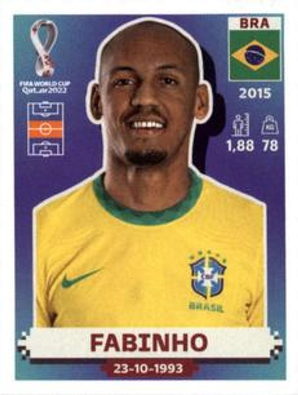 Fabinho 2022 Panini World Cup Stickers #BRA12 Base RAW