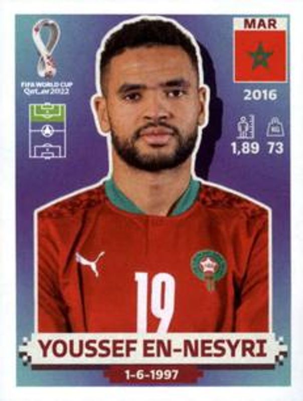 Youssef En-Nesyri 2022 Panini World Cup Stickers #MAR17 Base RAW