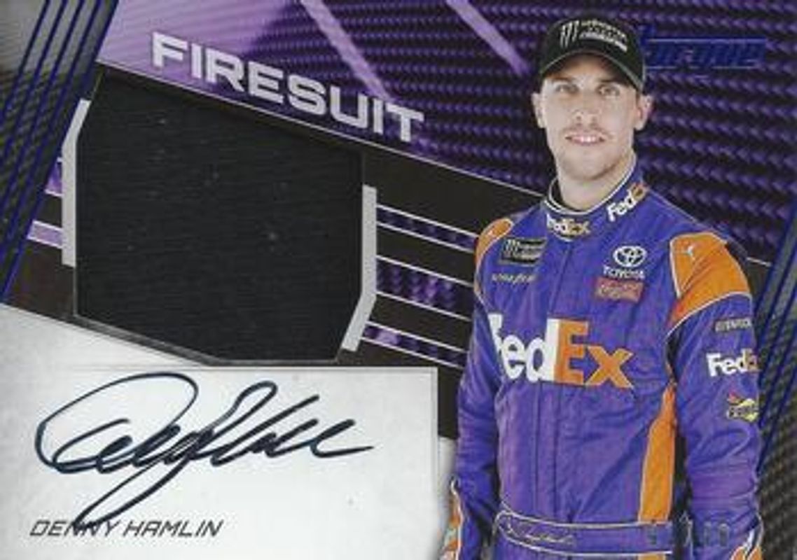 Denny Hamlin 2017 Torque NASCAR #JFS-DH Jumbo Firesuit Signatures Blue /43 RAW