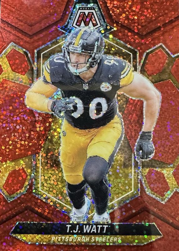TJ Watt 2024 Mosaic #188 Red Sparkle /(SSP) RAW