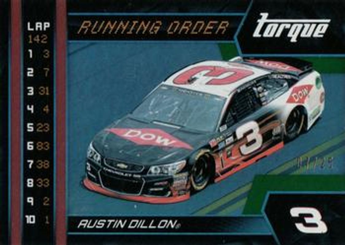 2017 Torque NASCAR #RO14 Running Order Green /25