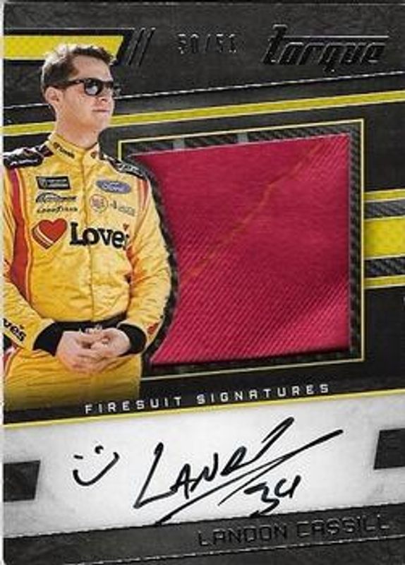 Landon Cassill 2017 Torque NASCAR #SFS-LC Silhouettes Firesuit Signatures /217 RAW