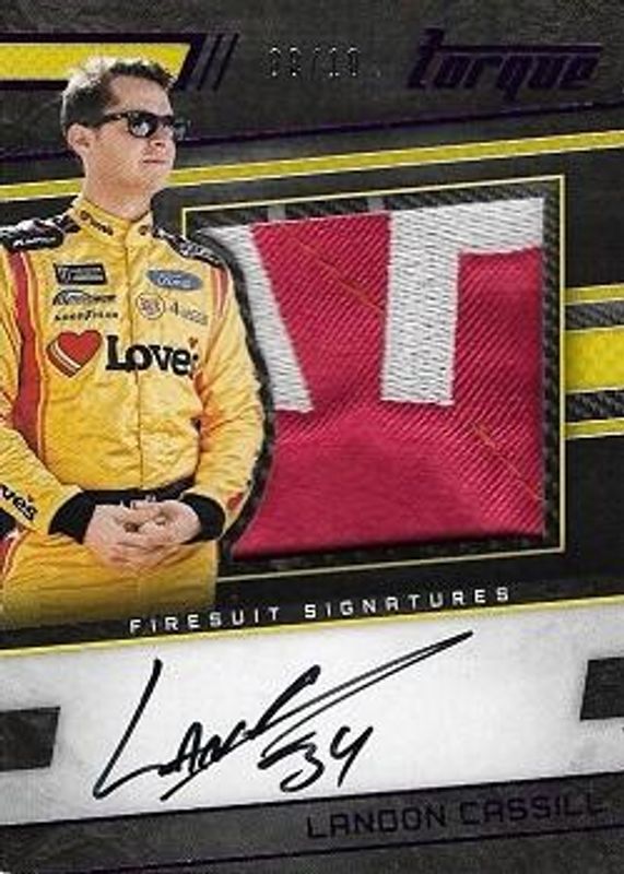 Landon Cassill 2017 Torque NASCAR #SFS-LC Silhouettes Firesuit Signatures Purple /10 RAW