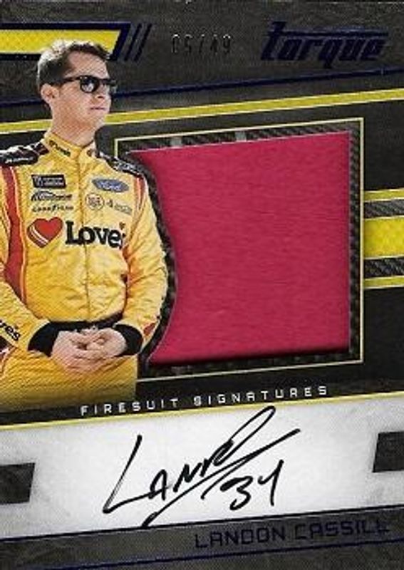 Landon Cassill 2017 Torque NASCAR #SFS-LC Silhouettes Firesuit Signatures Blue /99 RAW