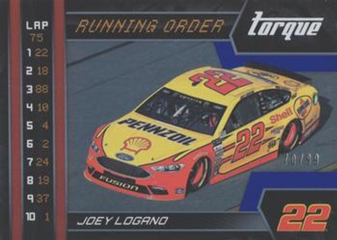 Joey Logano 2017 Torque NASCAR #RO2 Running Order Blue /99 RAW