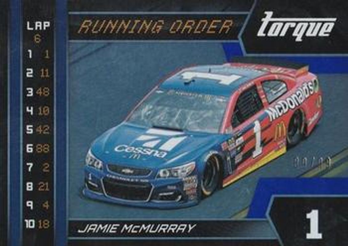 Jamie McMurray 2017 Torque NASCAR #RO13 Running Order Blue /99 RAW