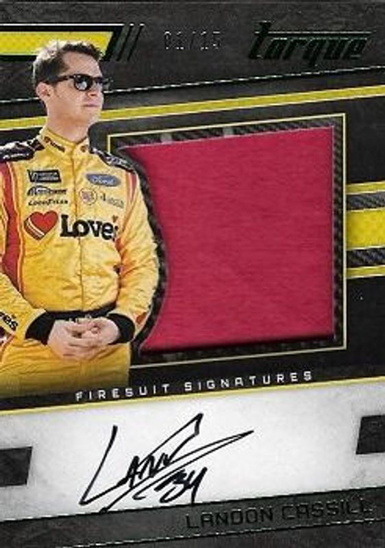 Landon Cassill 2017 Torque NASCAR #SFS-LC Silhouettes Firesuit Signatures Green /25 RAW