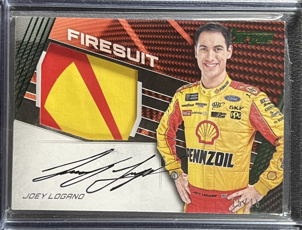 Joey Logano 2017 Torque NASCAR #JFS-JL Jumbo Firesuit Signatures Green /15 RAW