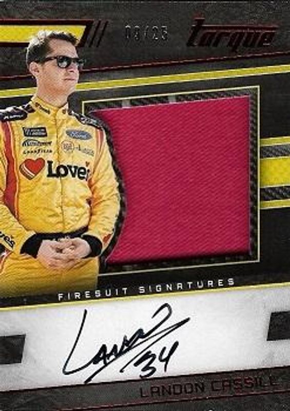 Landon Cassill 2017 Torque NASCAR #SFS-LC Silhouettes Firesuit Signatures Red /49 RAW