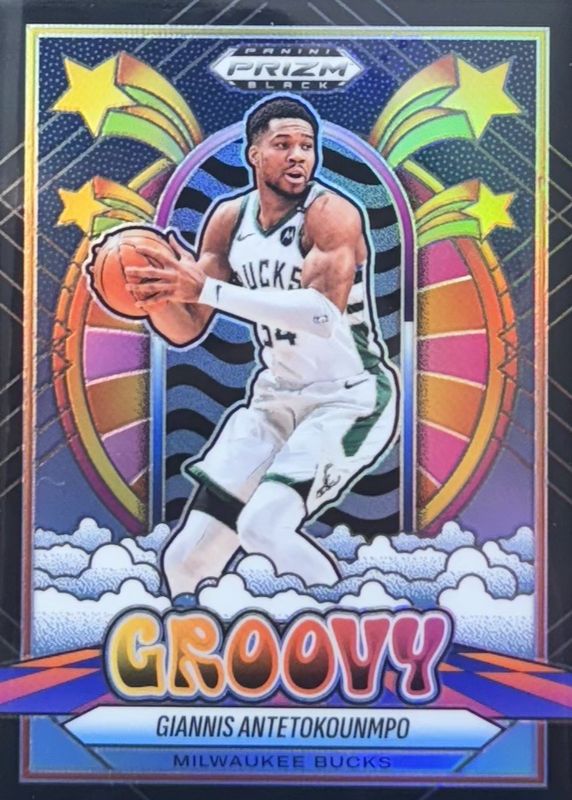 Giannis Antetokounmpo 2024 Prizm Black #17 Groovy /(SSP) RAW