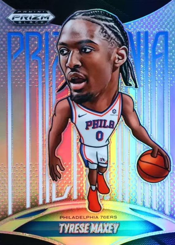 Tyrese Maxey 2024 Prizm Black #20 Prizmania /(SSP) RAW