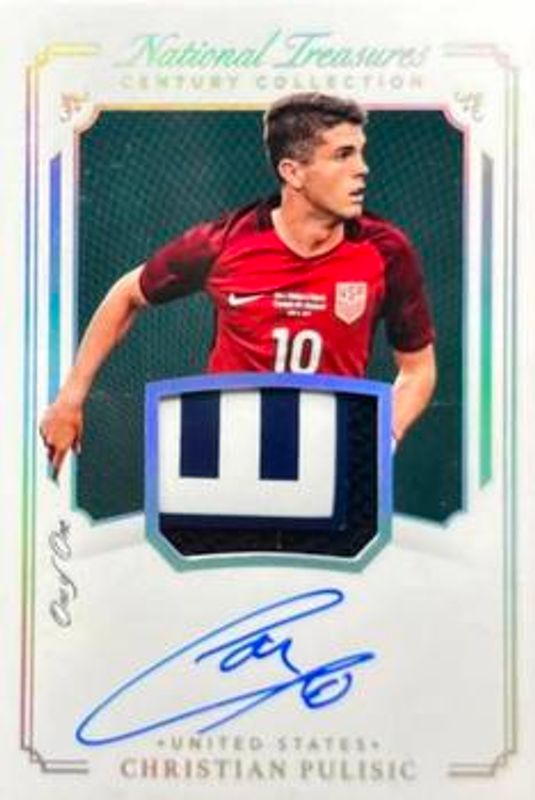 Christian Pulisic 2018 National Treasures #CC-CP Century Collection Material Autographs - Platinum /1 RAW