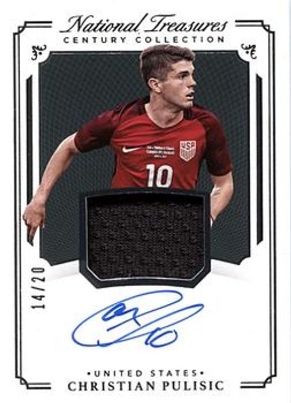 Christian Pulisic 2018 National Treasures #CC-CP Century Collection Material Autographs /99 RAW