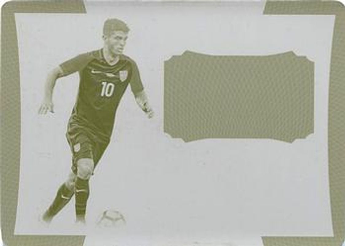 Christian Pulisic 2018 National Treasures #14 Colossal Jersey Autographs Printing Plate Yellow /1 RAW