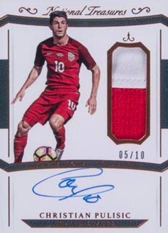 Christian Pulisic 2018 National Treasures #IT-CP International Treasures Material Autographs - Bronze /25 RAW