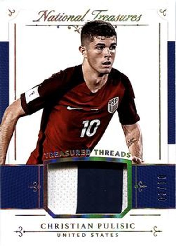 Christian Pulisic 2018 National Treasures #TH-CP Treasured Threads Relics - Gold /10 RAW