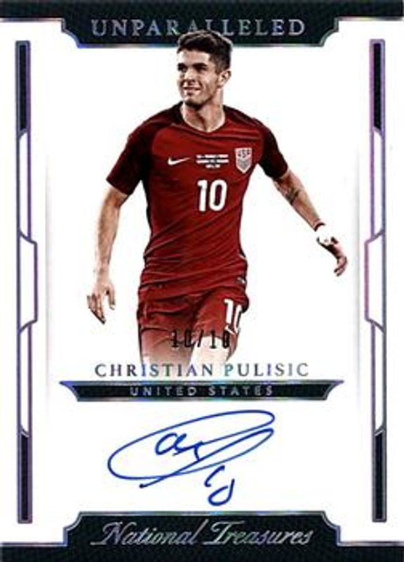 Christian Pulisic 2018 National Treasures #U-CP Unparalleled Autographs /50 RAW