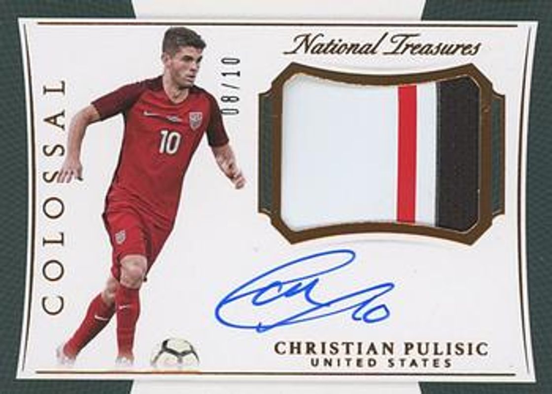 Christian Pulisic 2018 National Treasures #CJ-CP Colossal Jersey Autographs - Bronze /25 RAW