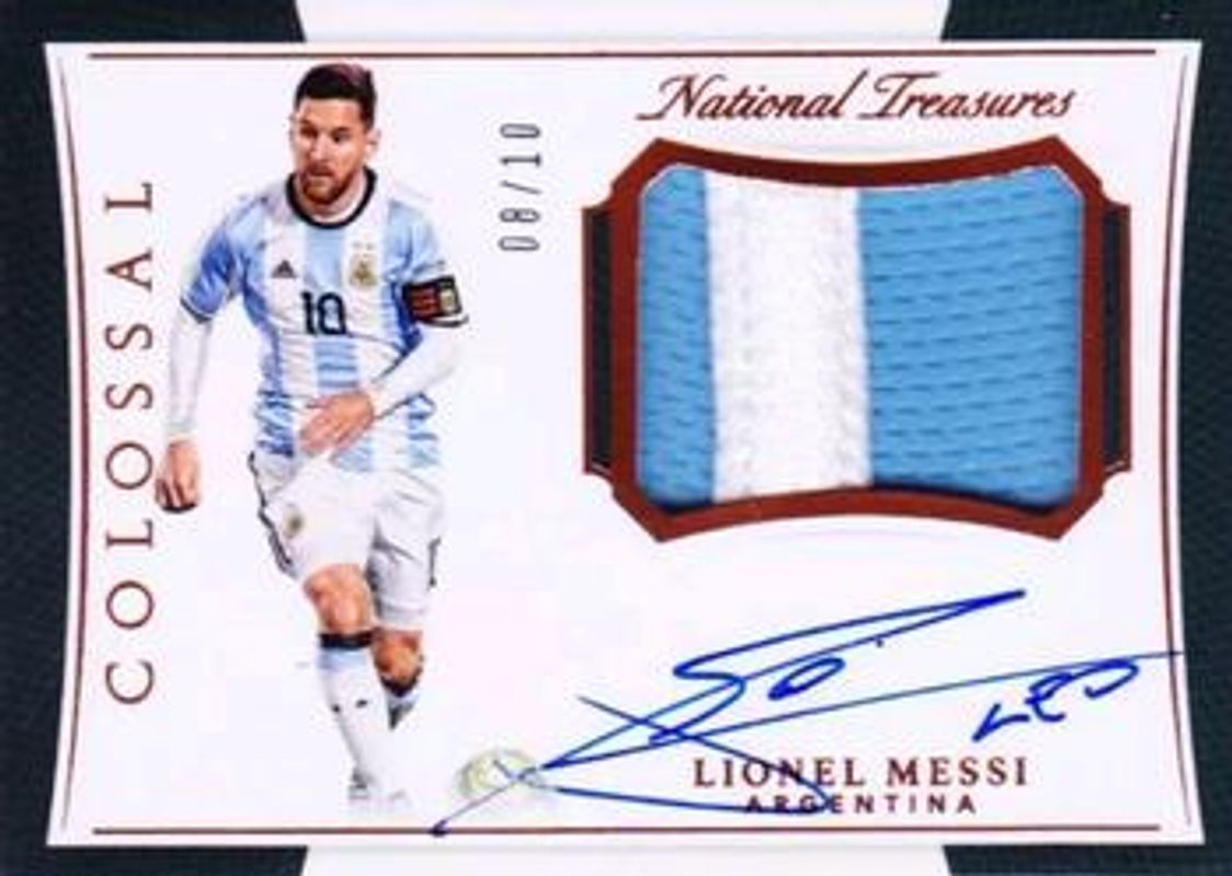 Lionel Messi 2018 National Treasures #CJ-LM Colossal Jersey Autographs - Bronze /25 RAW
