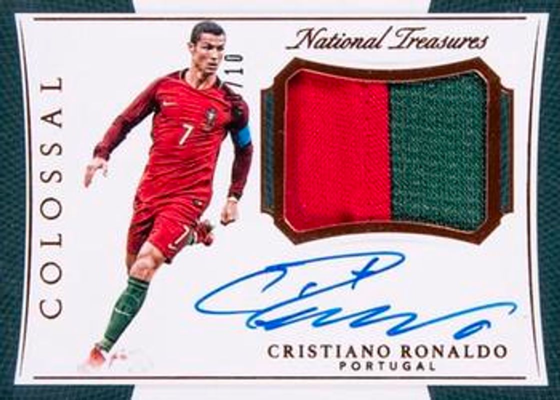 Cristiano Ronaldo 2018 National Treasures #CJ-CR7 Colossal Jersey Autographs - Bronze /25 RAW