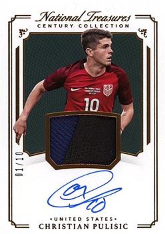 Christian Pulisic 2018 National Treasures #CC-CP Century Collection Material Autographs - Bronze /25 RAW