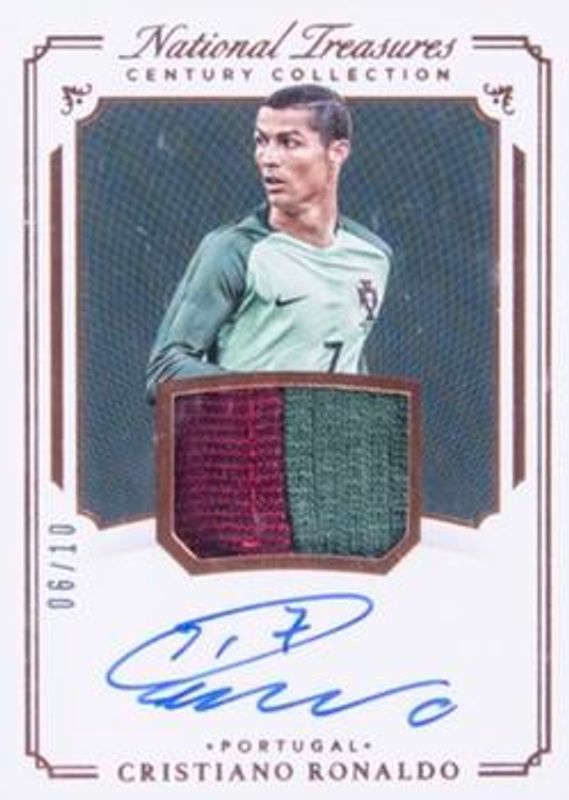 Cristiano Ronaldo 2018 National Treasures #CC-CR7 Century Collection Material Autographs - Bronze /25 RAW
