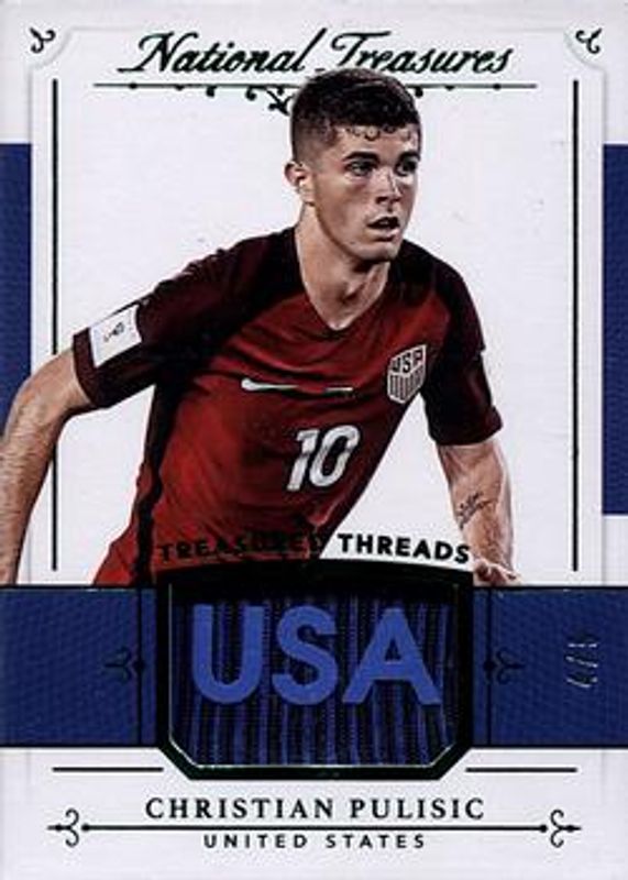 Christian Pulisic 2018 National Treasures #TH-CP Treasured Threads Relics - Emerald /5 RAW
