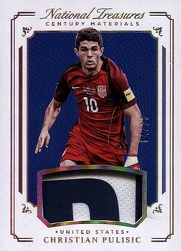 Christian Pulisic 2018 National Treasures #CE-CP Century Materials - Gold /10 RAW