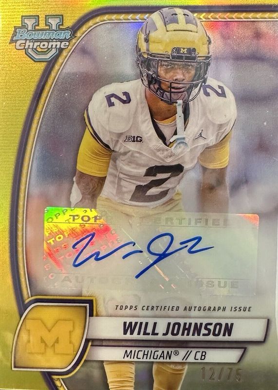 2024 Bowman Chrome University #PA-WJO Prospect Auto - Yellow Refractor /75