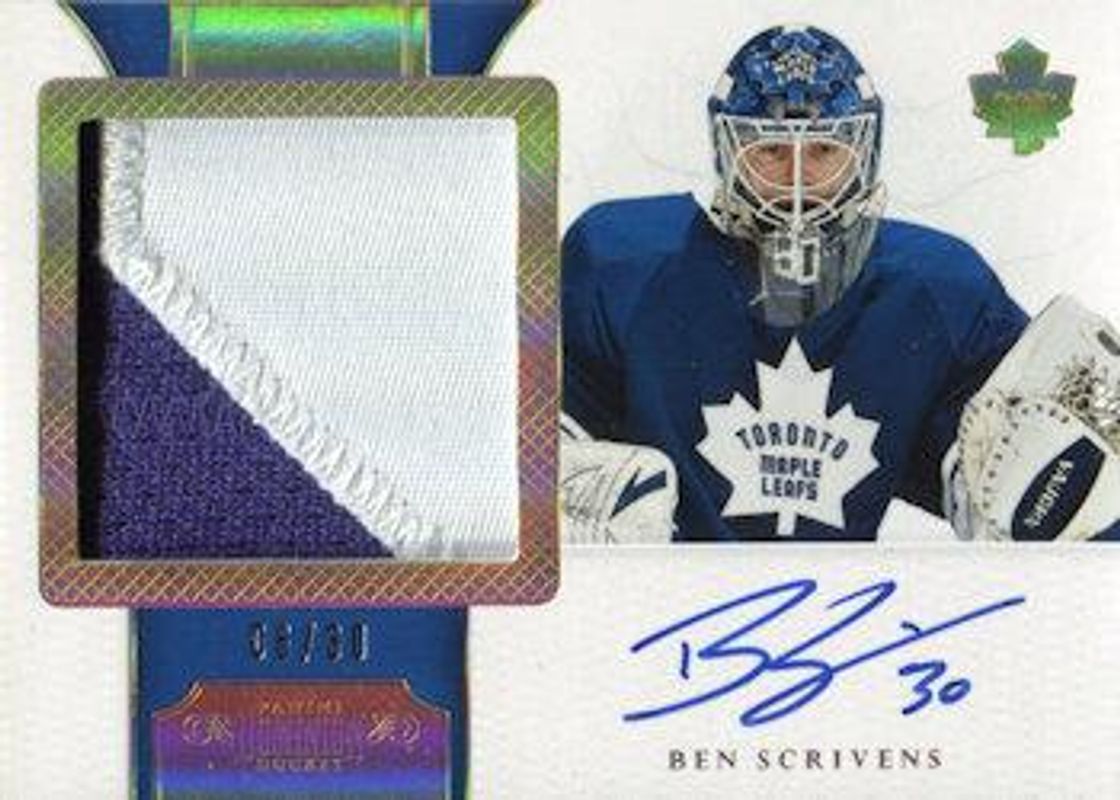Ben Scrivens 2011 Dominion #177 Autographed Rookie Patches Horizontal /74 RAW