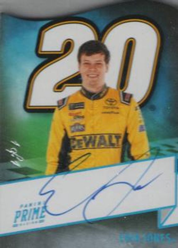 Erik Jones 2019 Prime NASCAR #N-EJ Prime Number die-cut Signatures - Platinum Blue /1 RAW