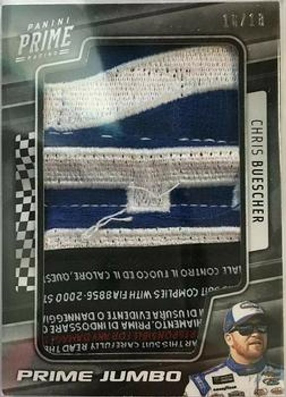 Chris Buescher 2019 Prime NASCAR #CB-K Prime Jumbo Prime Colors /6 RAW