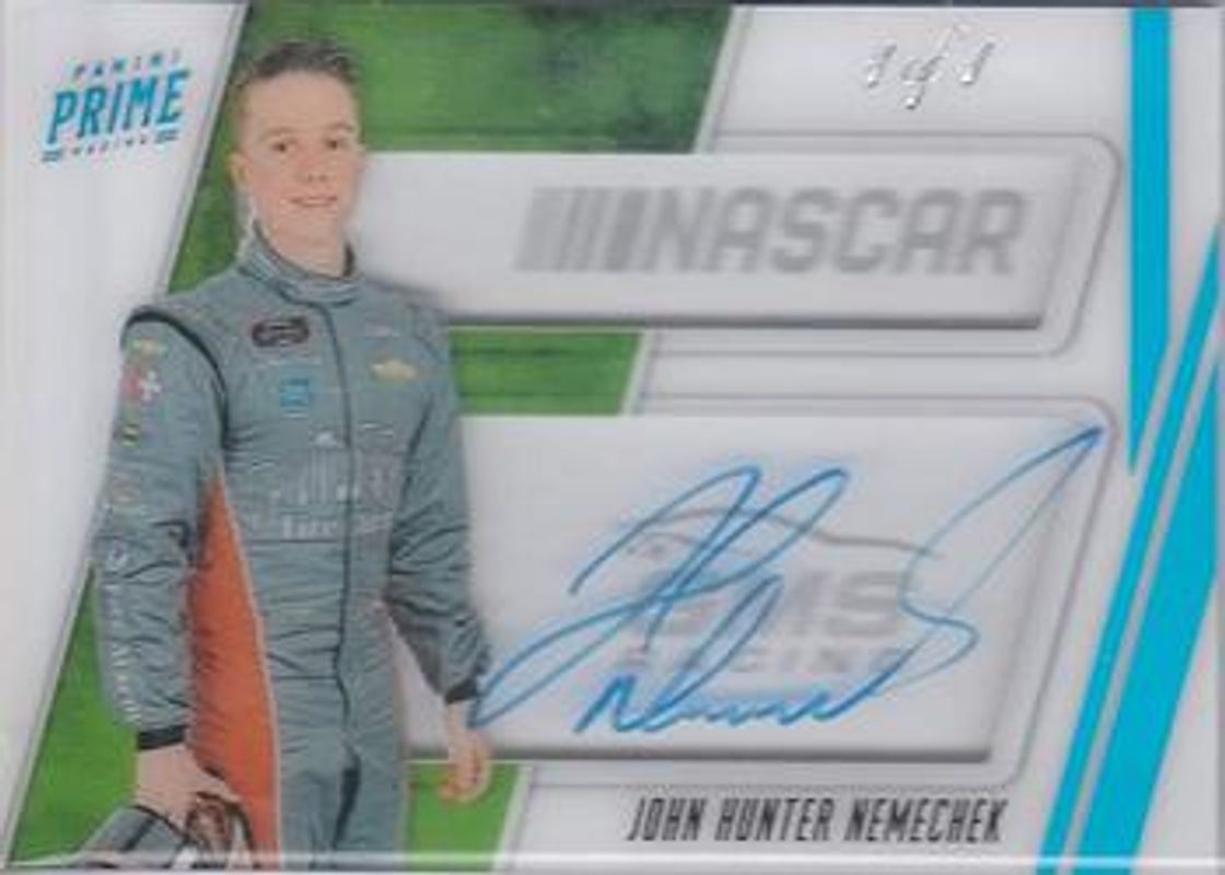 John Hunter Nemechek 2019 Prime NASCAR #NSS-JH NASCAR Shadowbox Signatures Team Owner /1 RAW