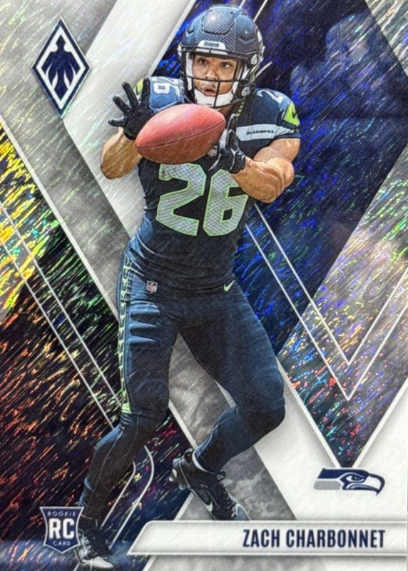 Zach Charbonnet 2023 Phoenix #127 White Shimmer /(SSP) Rookie RAW