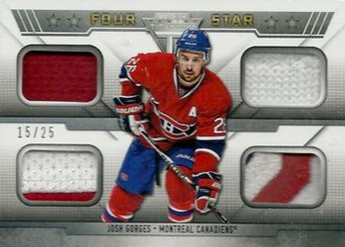 Josh Gorges 2013 Titanium #4S-JG Four Star Memorabilia /25