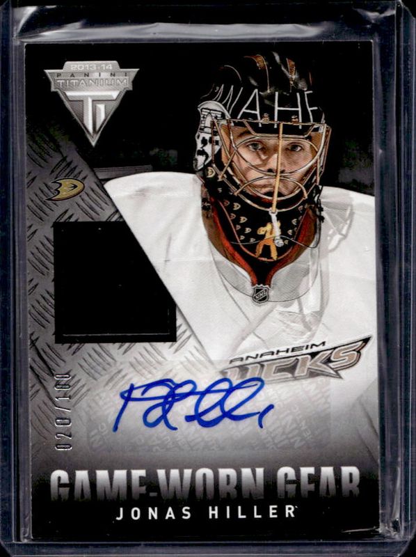 Jonas Hiller 2013 Titanium #GA-JHI Game Worn Gear Autographs /50 RAW