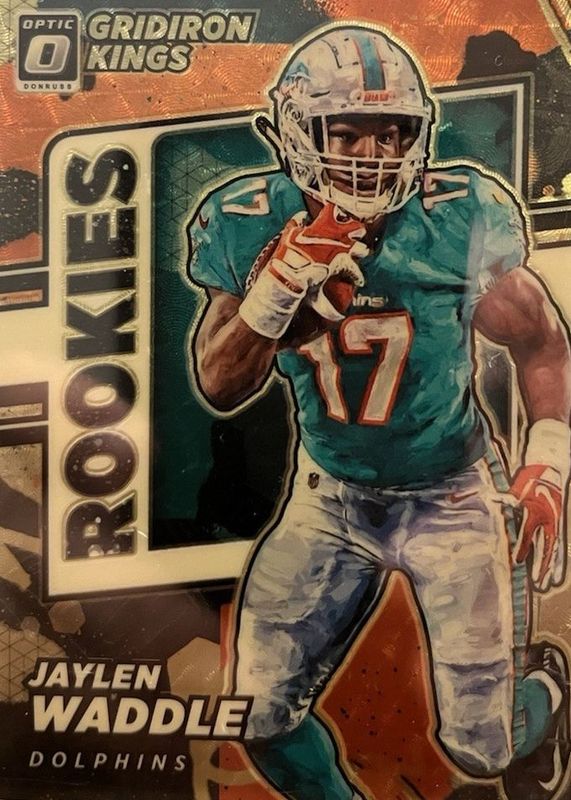 Jaylen Waddle 2021 Optic #RGK-8 Rookie Gridiron Kings - Gold Vinyl /1 RAW