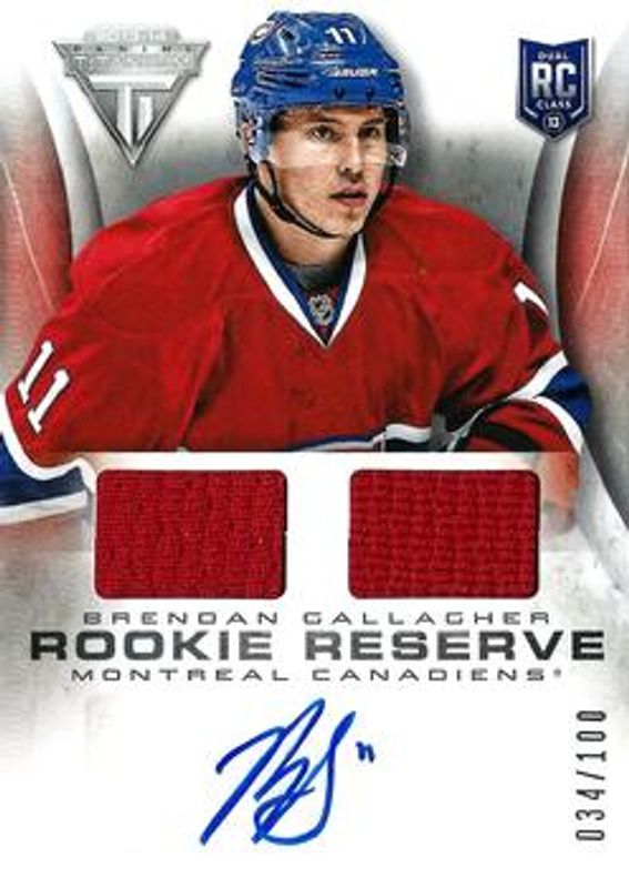 Brendan Gallagher 2013 Titanium #RR-BG Rookie Reserve Autographs Jersey /50 RAW