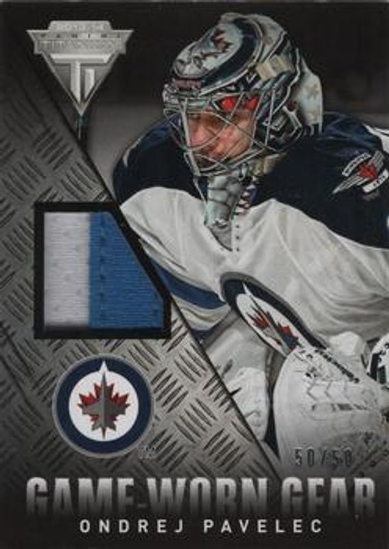 Ondrej Pavelec 2013 Titanium #GG-OPV Game Worn Gear Prime /50 RAW
