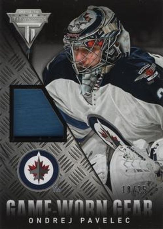 Ondrej Pavelec 2013 Titanium #GG-OPV Game Worn Gear Patch /25 RAW